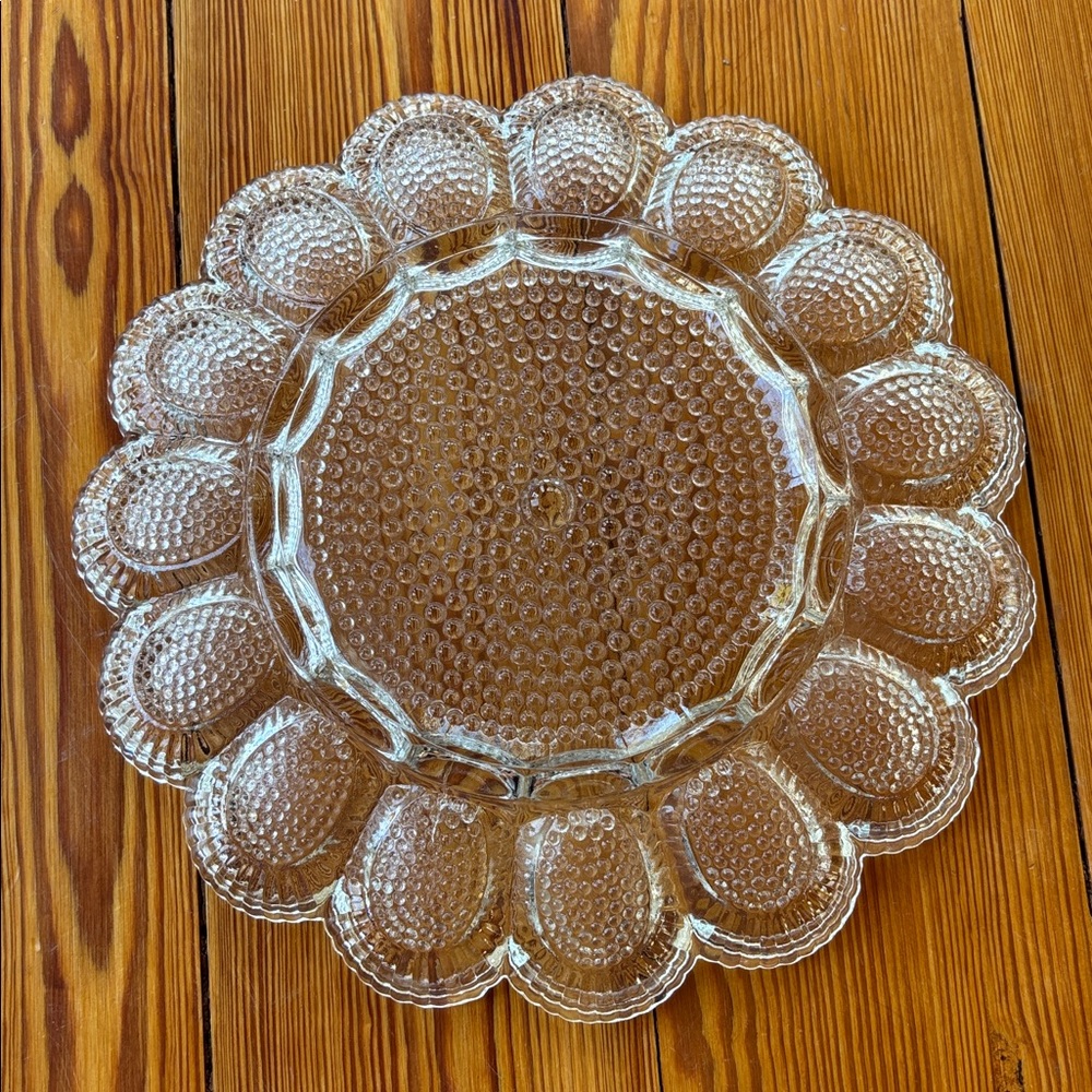 Vintage Indiana Clear Glass Hobnail Deviled Egg Plate/Platter - Picture 4 of 6